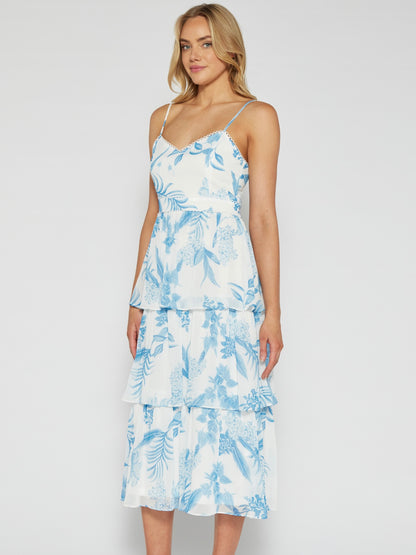 The Aster Floral Midi Dress - Blue