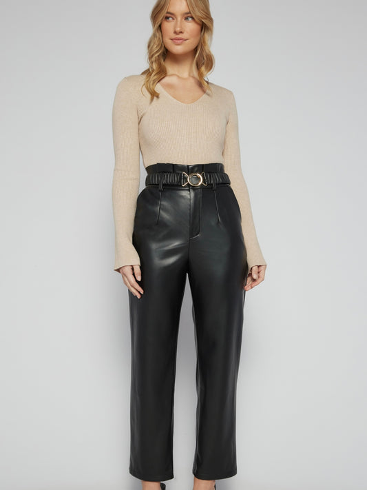 The Chloe Faux Leather Pants - Black