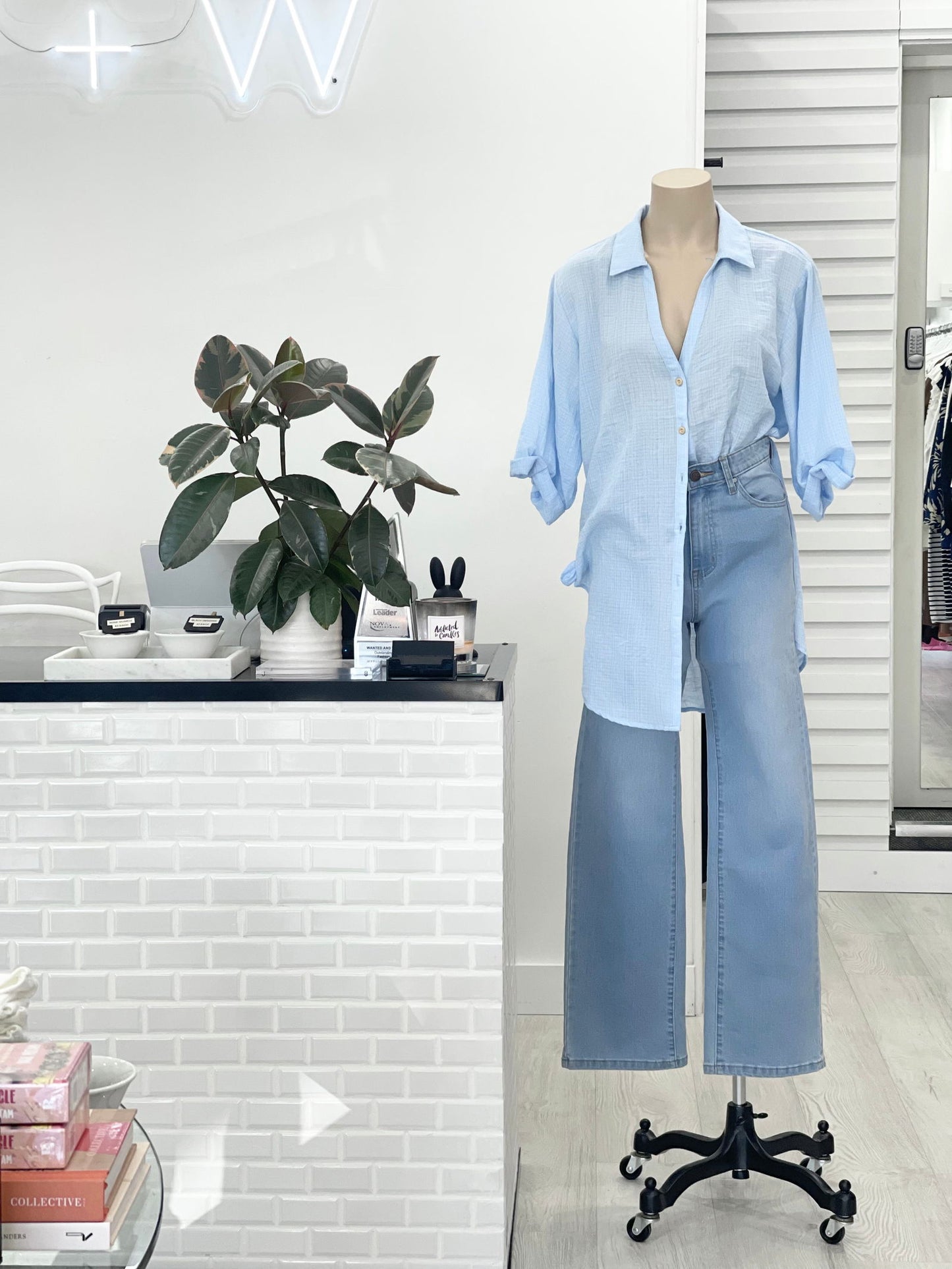 Florence 3/4 Sleeve Shirt - Pale Blue - WANTED AND WILD