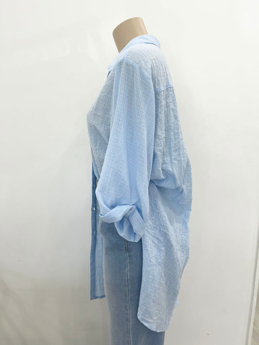 Florence 3/4 Sleeve Shirt - Pale Blue - WANTED AND WILD