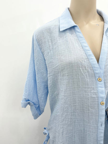 Florence 3/4 Sleeve Shirt - Pale Blue - WANTED AND WILD