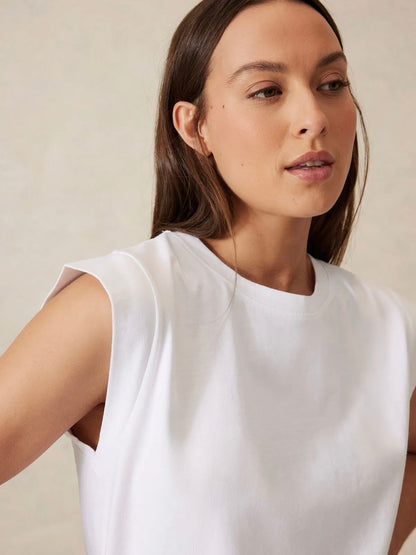 Extended Shoulder Tee - White