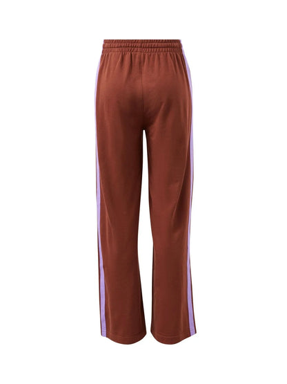 Gigi Wide Leg Terry Track Pants - Burnt Toffee Orchid Stripe