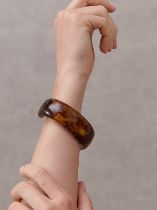 The Joey Open Cuff Bangle - Brown