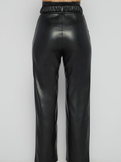 The Chloe Faux Leather Pants - Black