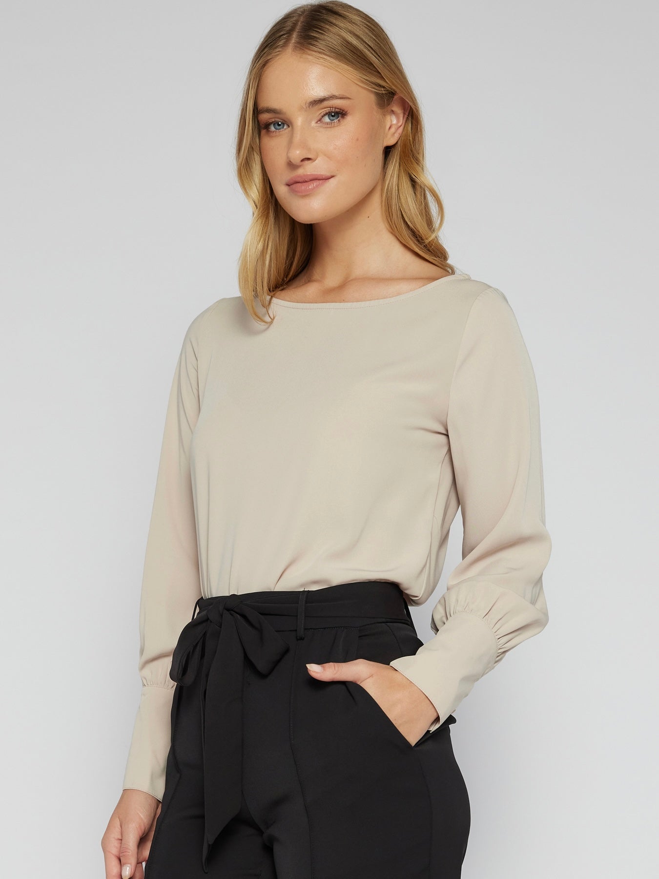 The Lacey Long Sleeve Blouse - Beige