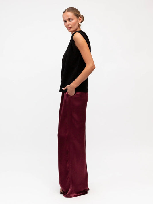 The Satin Lounge Pants - Merlot