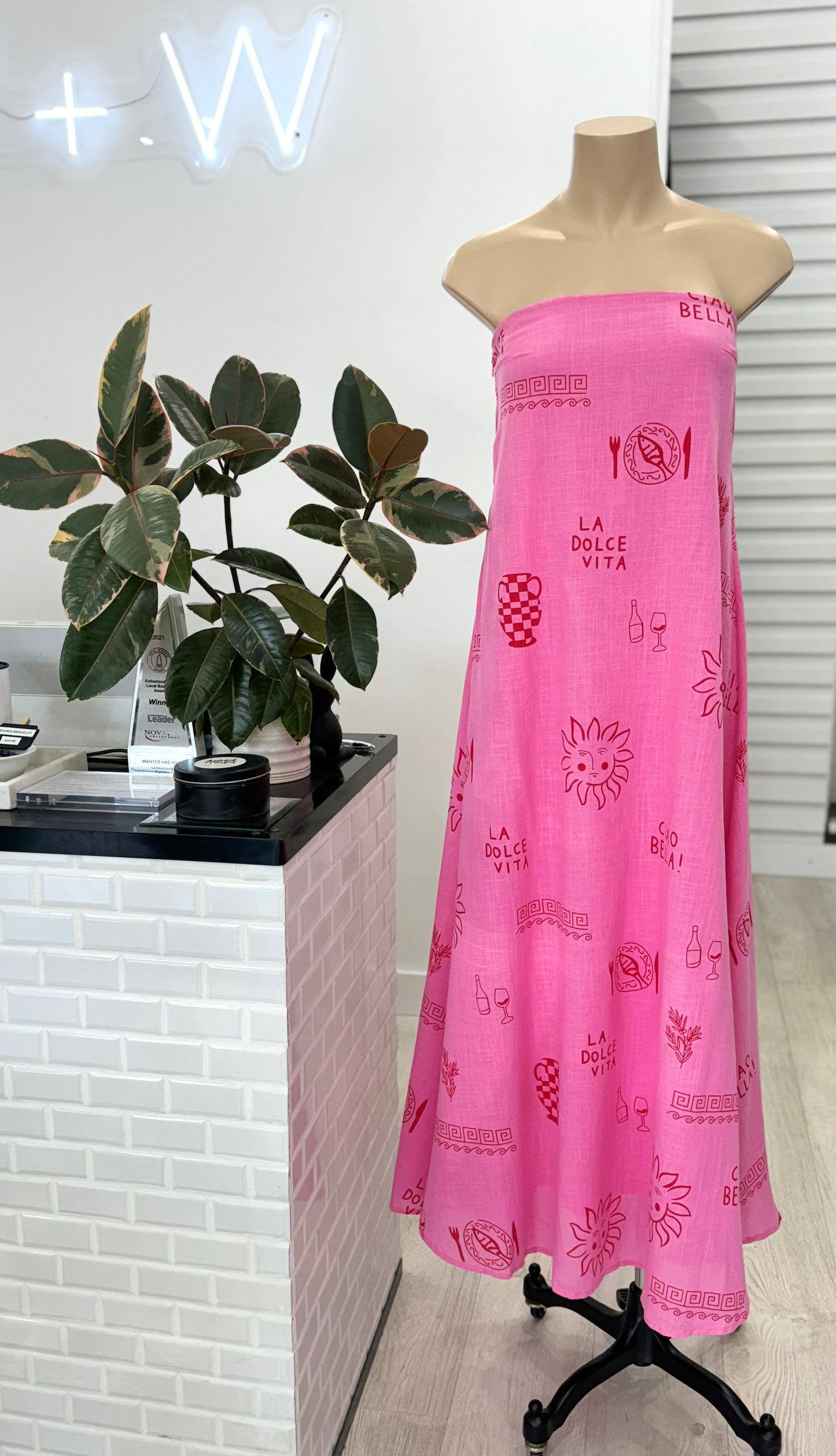 The La Dolce Vita Strapless Maxi Dress -  Hot Pink