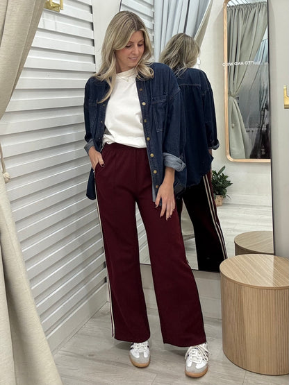 The Royal Stripe Racer Pants - Burgundy