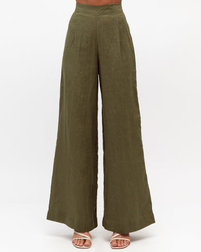 Luxe Linen Pants - Khaki