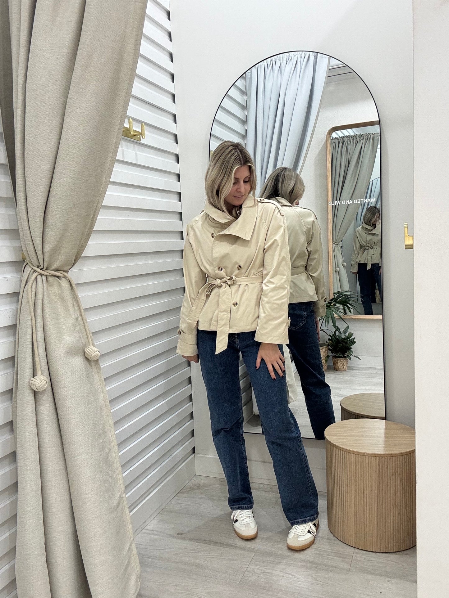 The High Neck Trench Jacket - Beige