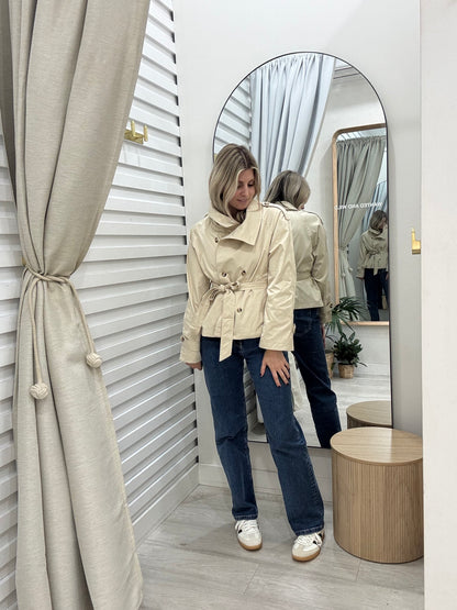 The High Neck Trench Jacket - Beige