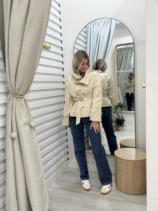 The High Neck Trench Jacket - Beige
