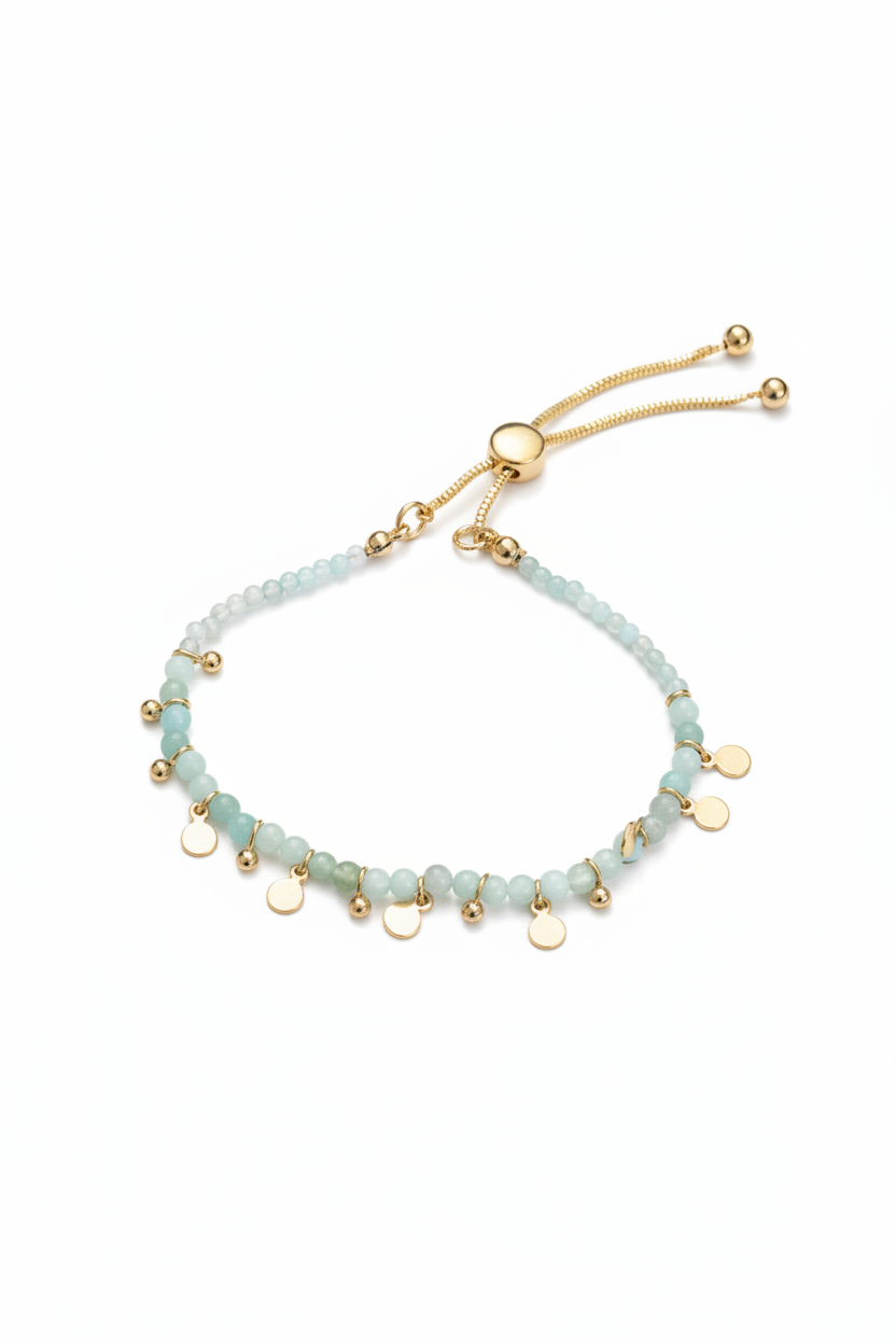 Aisha Bead Bracelet Gold/Amazonite