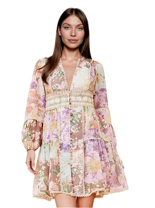 The Morgan Patchwork Dress - Pastel Floral
