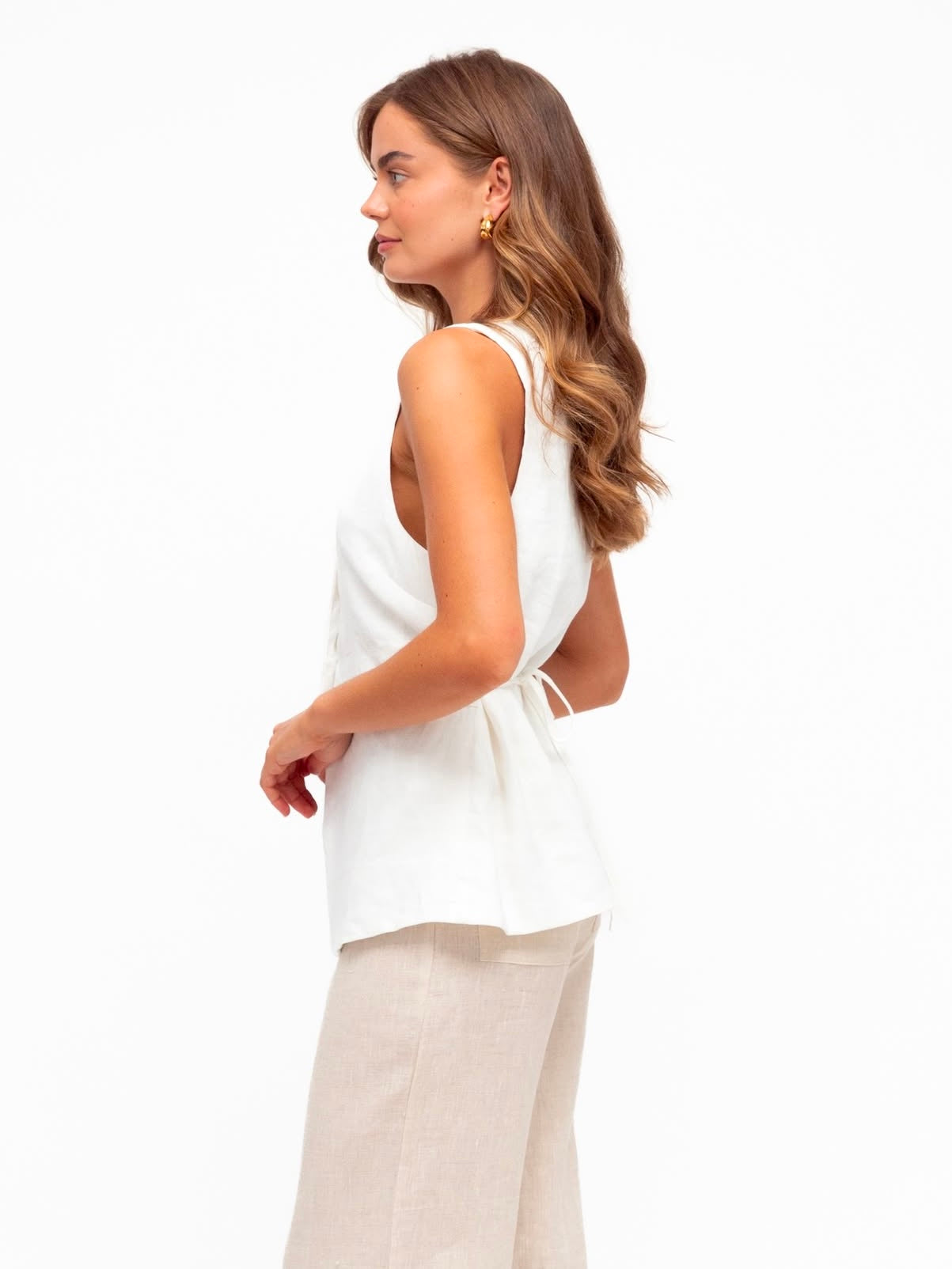 Luxe Linen Vest - White