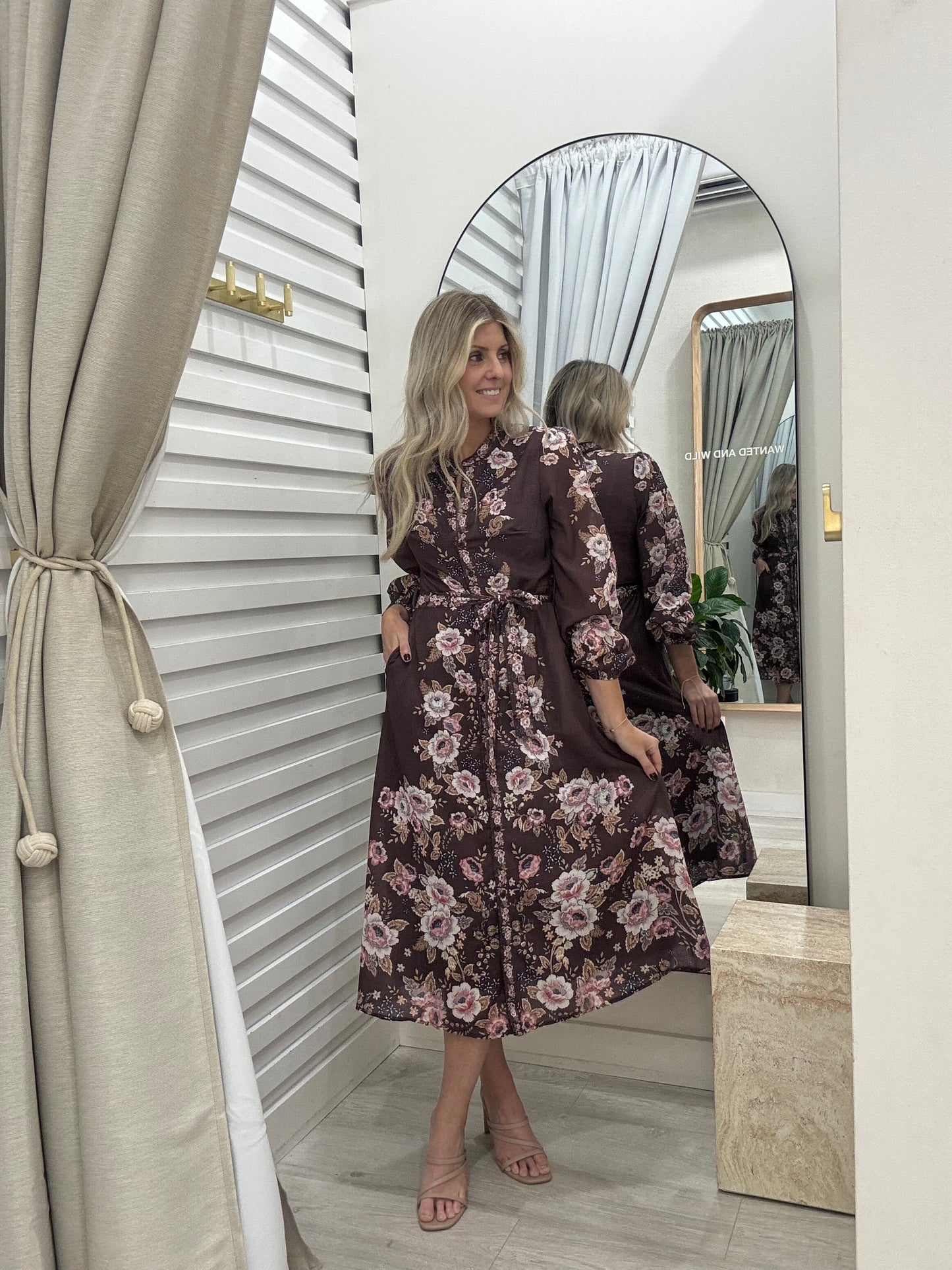The Florence Dress - Coffee Floral