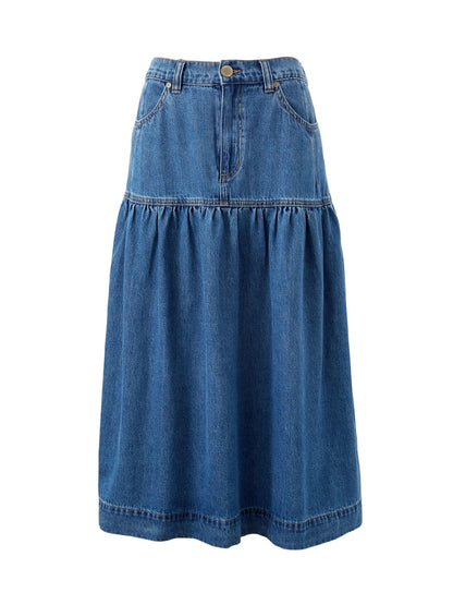 Denim Maxi Skirt - Fresh Indigo