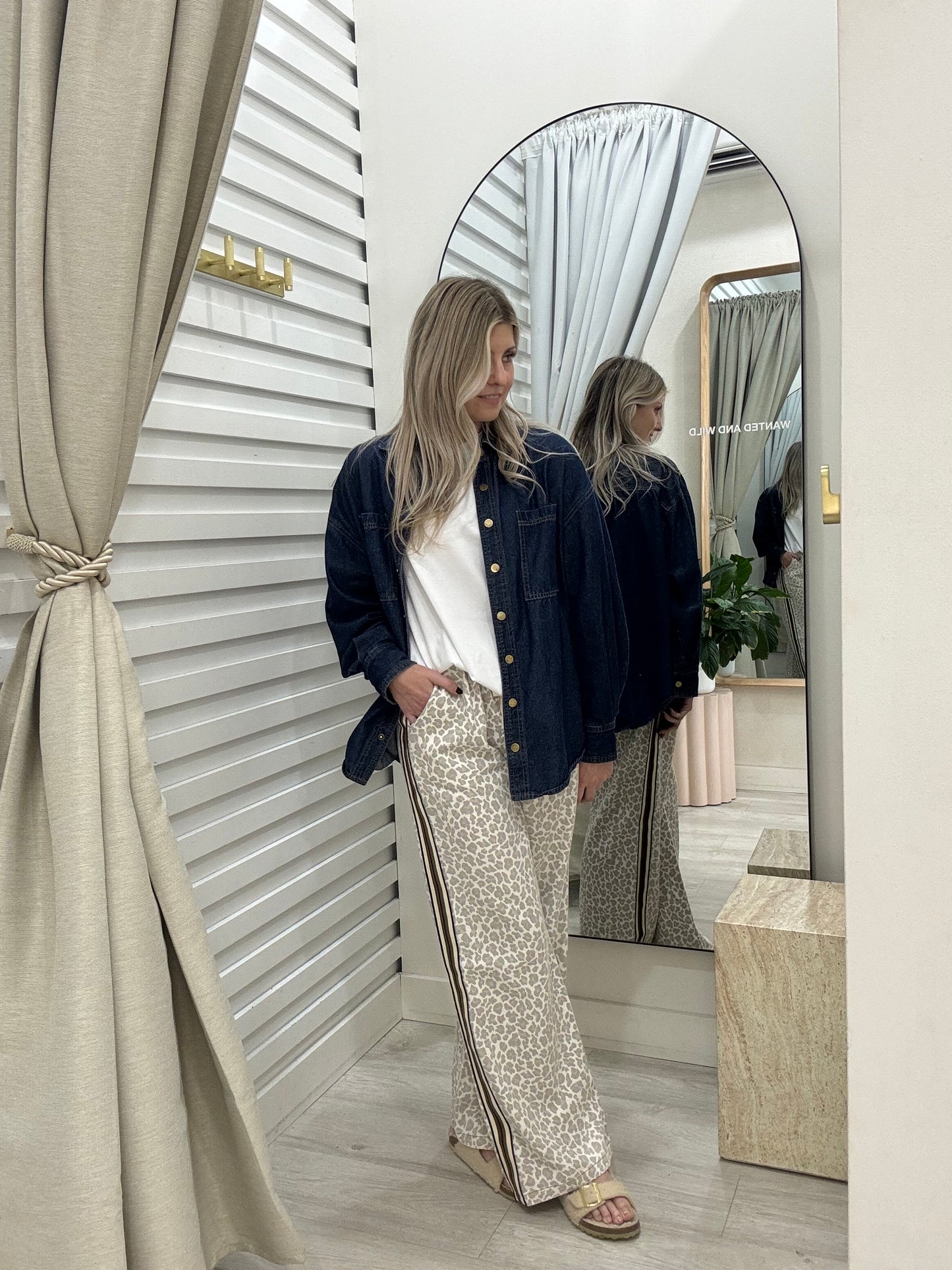 The Leopard Racer Pants | Cream Stripe