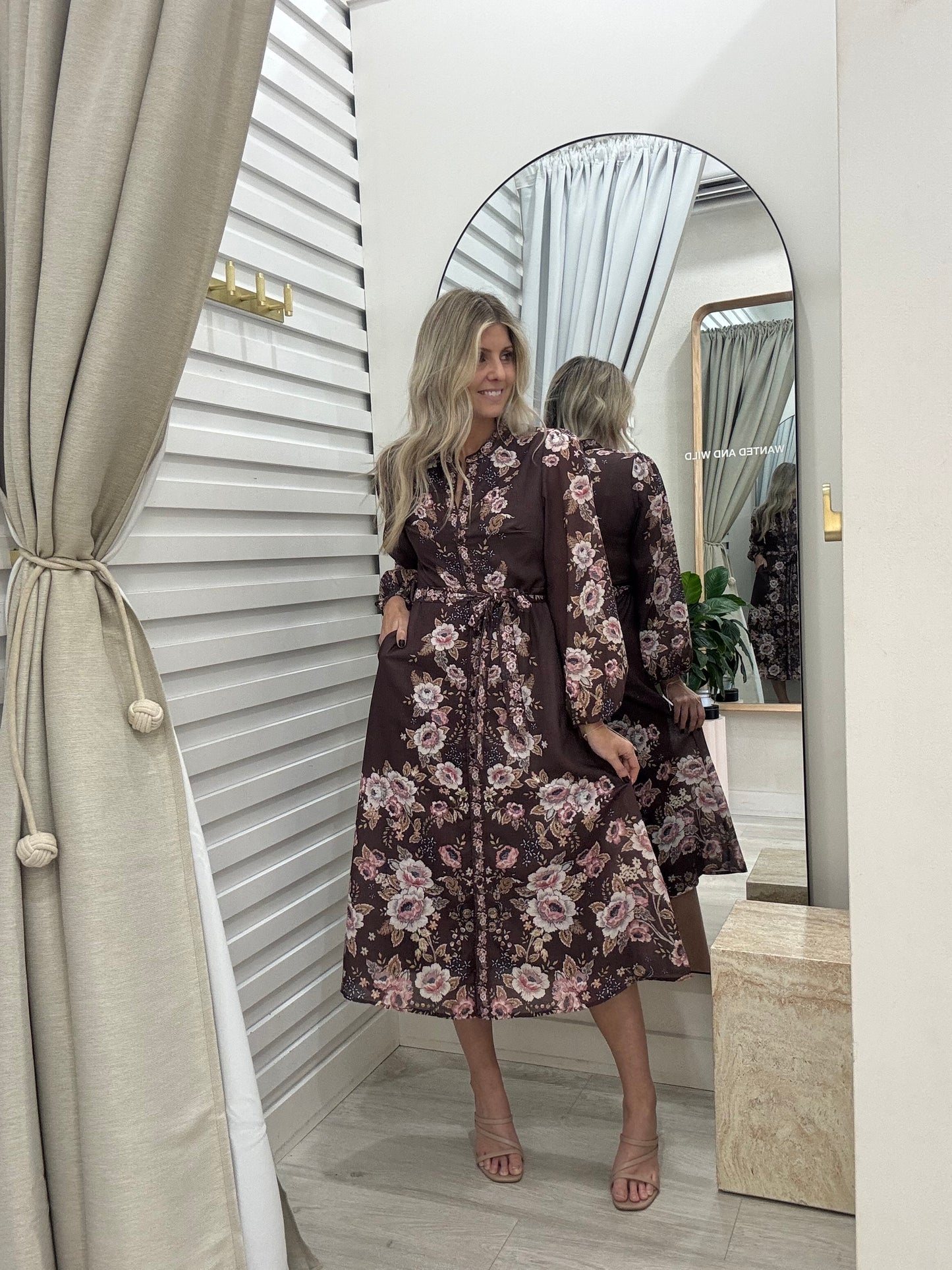 The Florence Dress - Coffee Floral