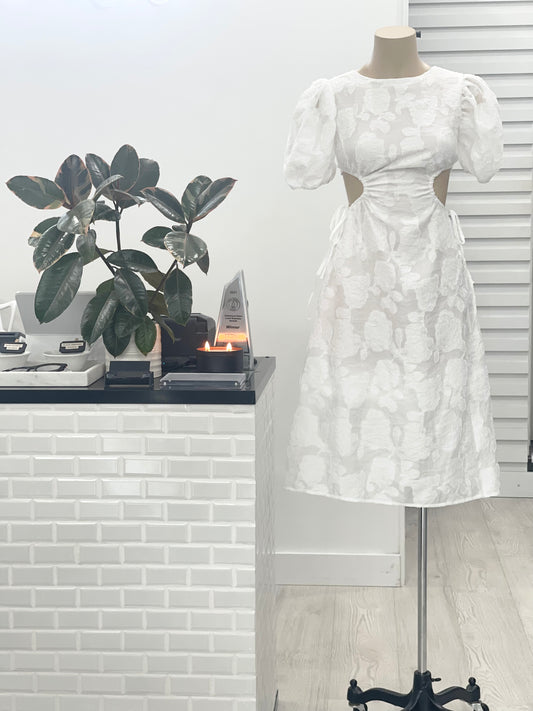 The Flora Midi Dress - White