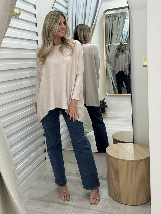 Mia Oversized Jumper - Blush Marle