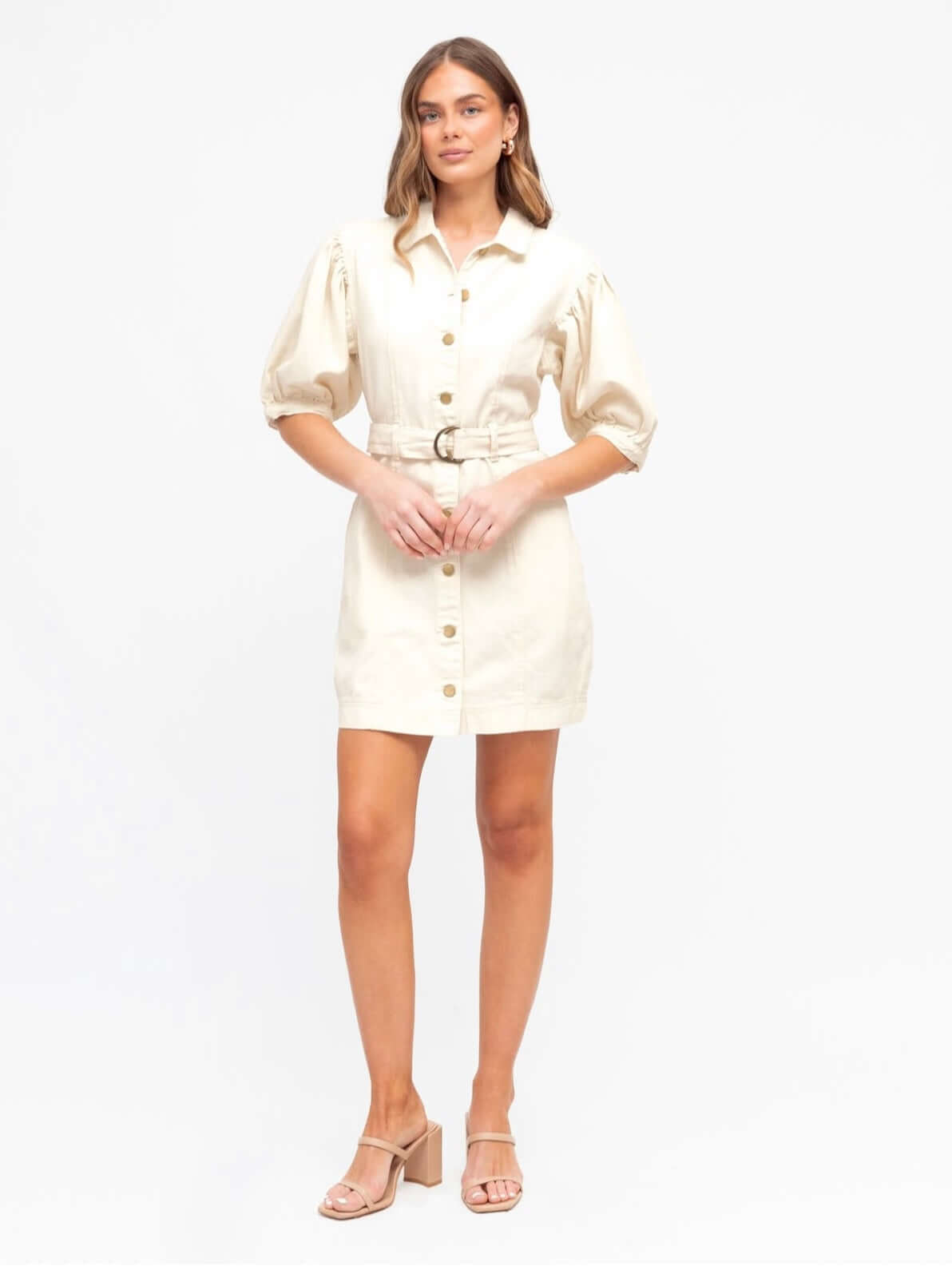 The Echo Denim Dress - Cream