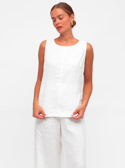 Linen Luxe Tank - White