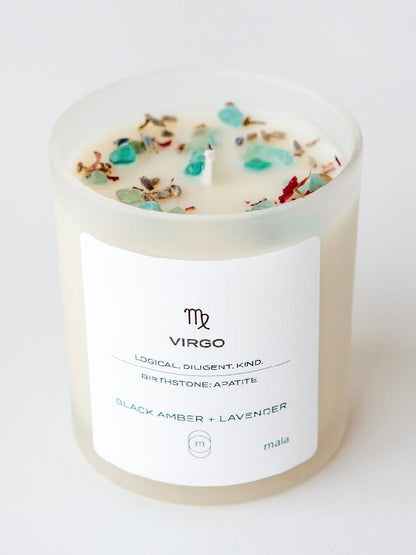 Zodiac Series Mala Candles - Crystal Infused Candles