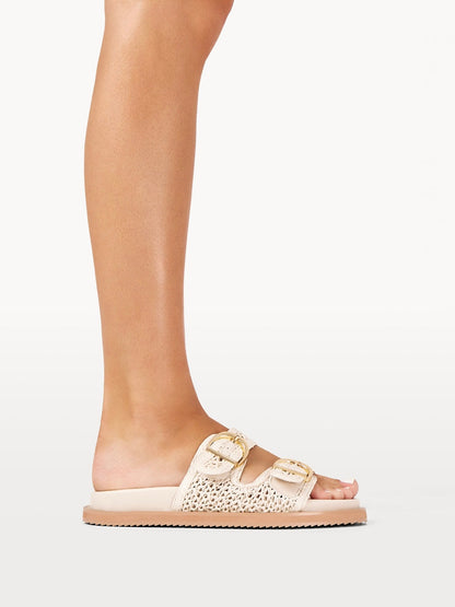 Topanga Slides-Cream Raffia