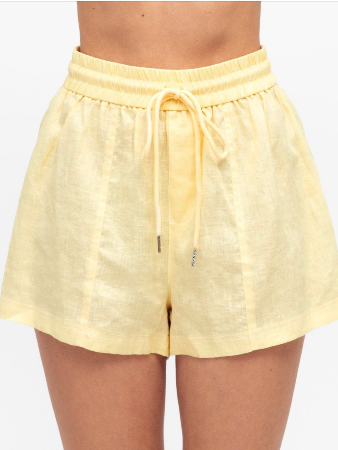 The Clementine Linen Shorts - Lemon Sorbet