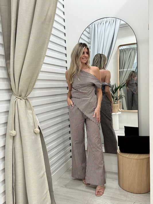 The Adorne Pants Set - Stripe