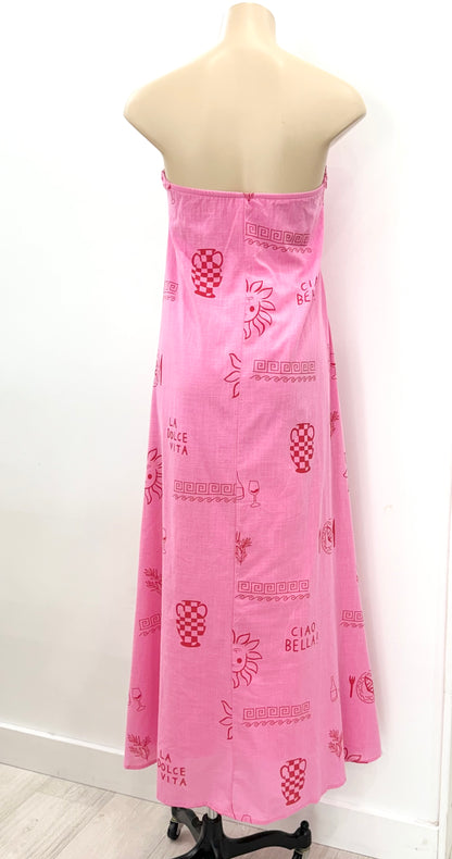The La Dolce Vita Strapless Maxi Dress -  Hot Pink
