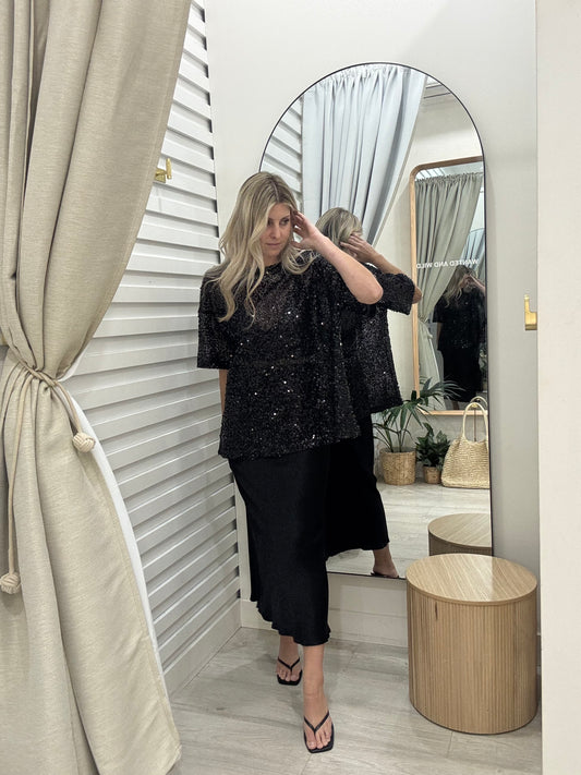 Havana Sequin Tee - Black