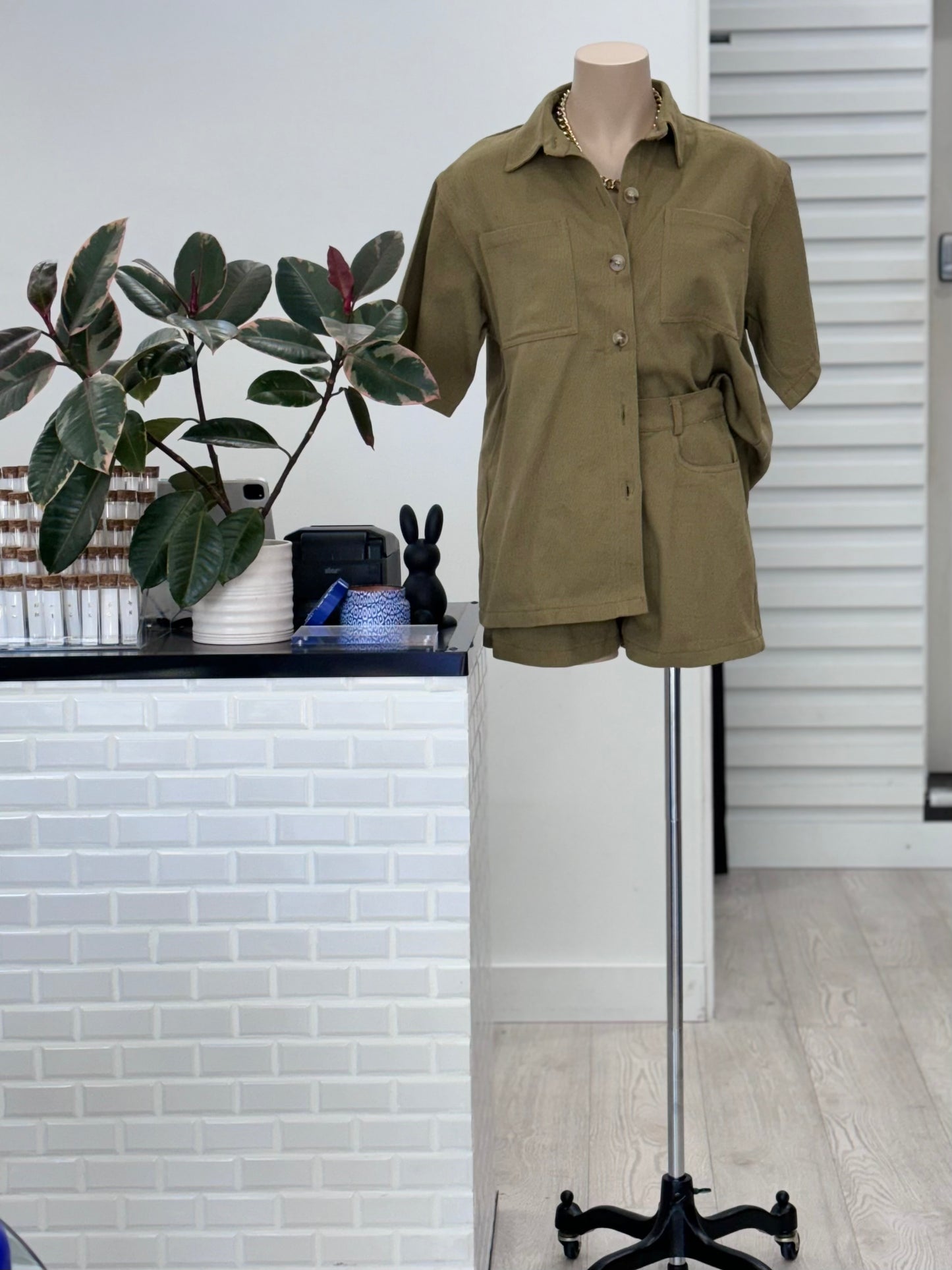 The Jude Shirt and Shorts Set -  Khaki Denim