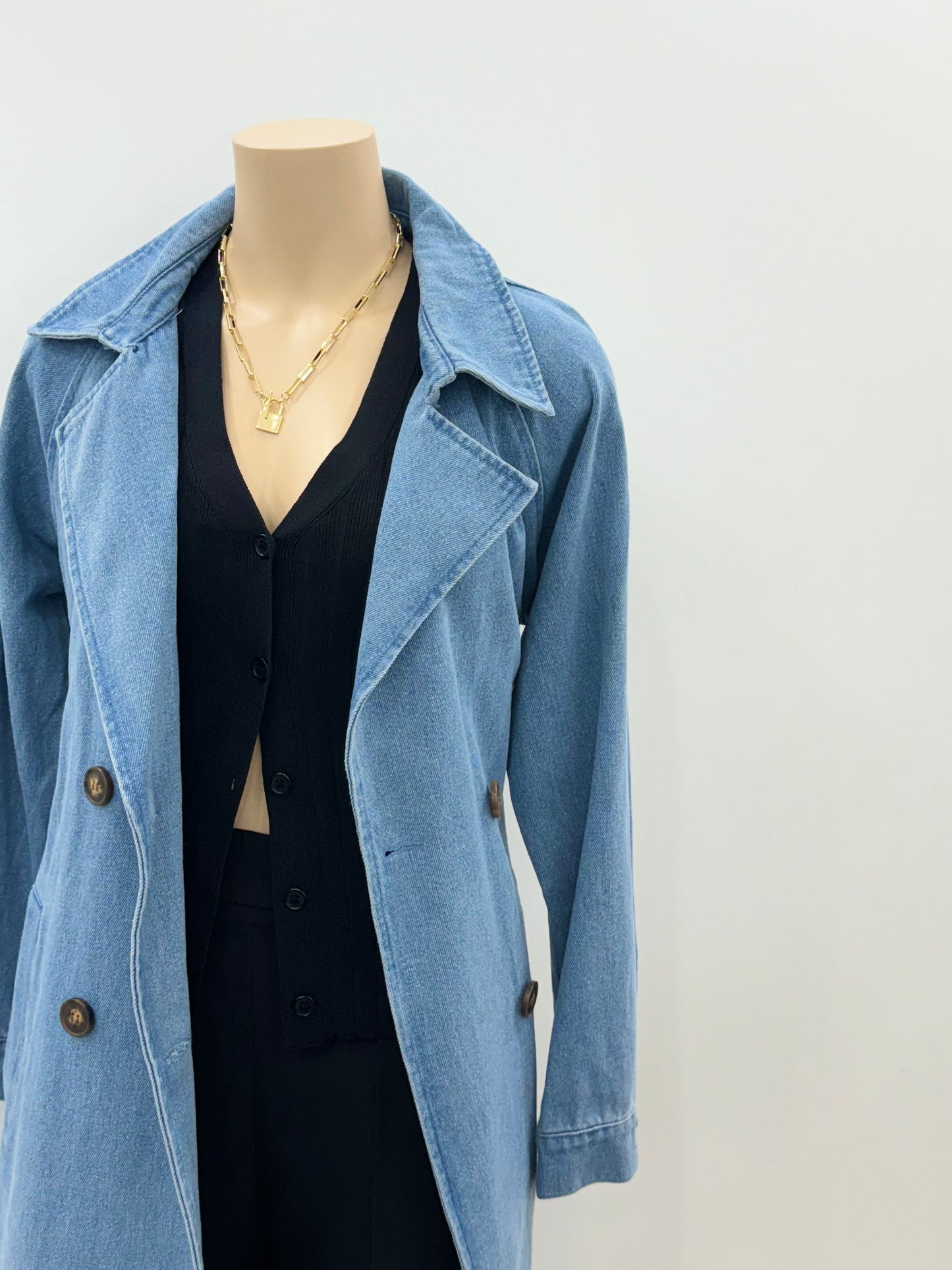 The Donna Denim Trench Coat - Mid Blue