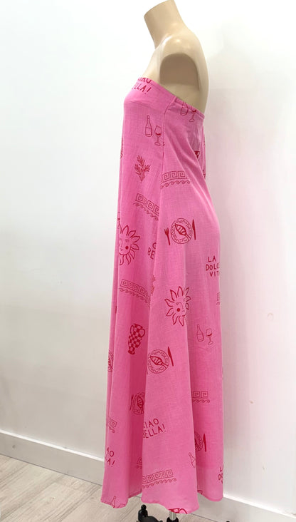 The La Dolce Vita Strapless Maxi Dress -  Hot Pink