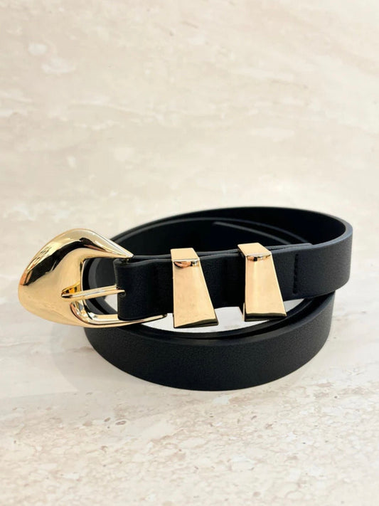 The Pebble Dome Buckle Belt - Black