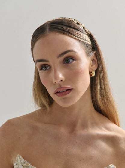 Fairy Leaf Crystal Headband - Gold