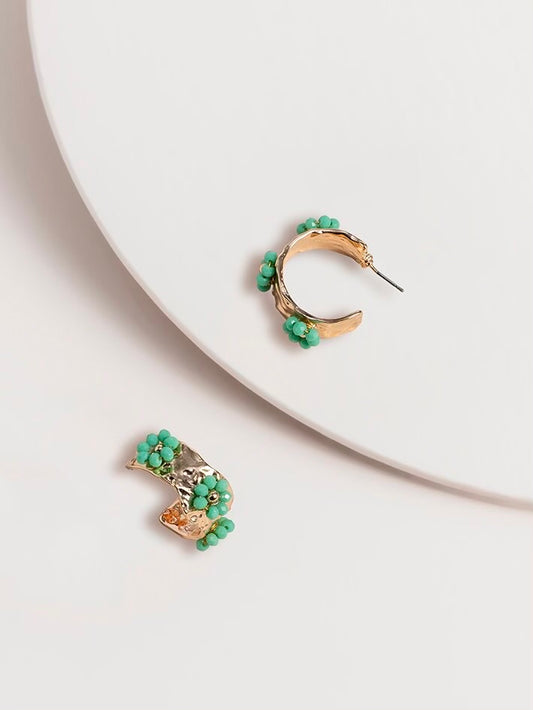 Flora Flower Hoop Earrings - Turquoise