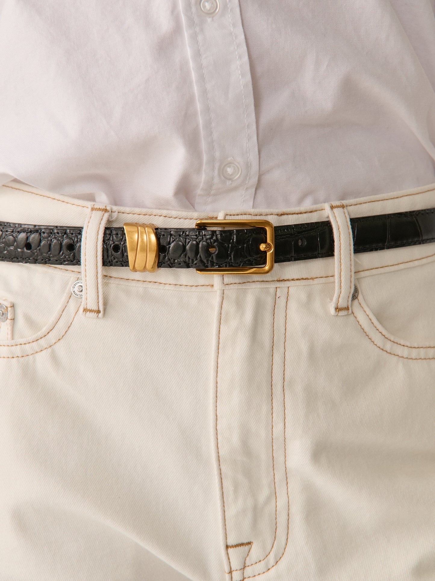 The Lesley Skinny Belt - Black Leather