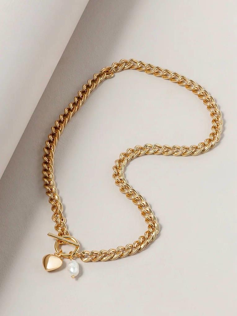 Mira Heart and Pearl Necklace