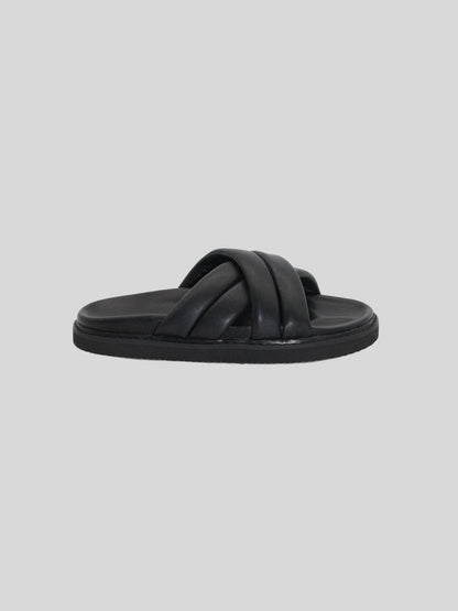 Alcove Leather Slides - Black - WANTED AND WILD