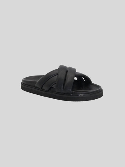 Alcove Leather Slides - Black - WANTED AND WILD