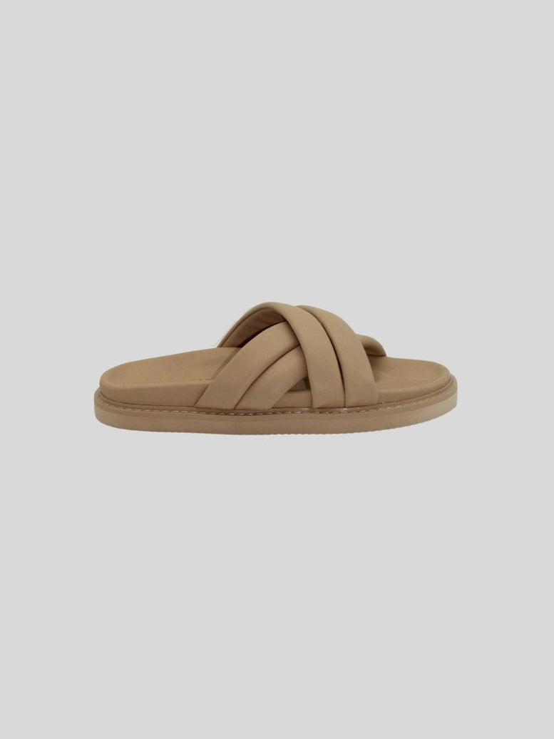 Alcove Leather Slides - Nude - WANTED AND WILD