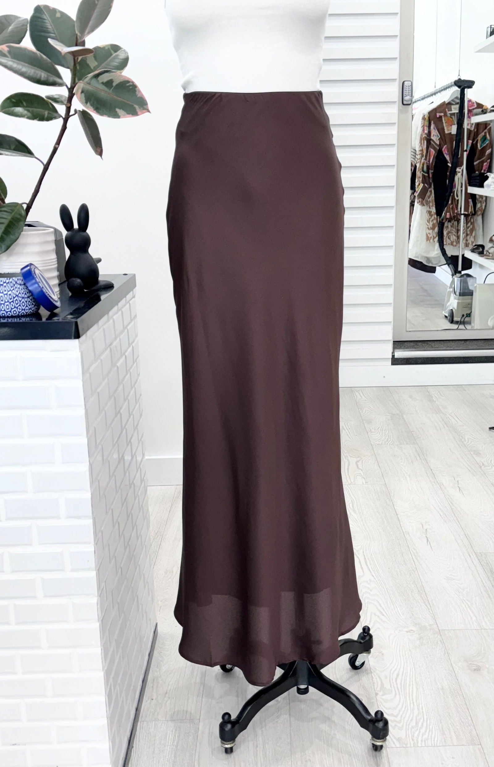 Allure Bias Cut Maxi Skirt - Chocolate - WANTED AND WILD