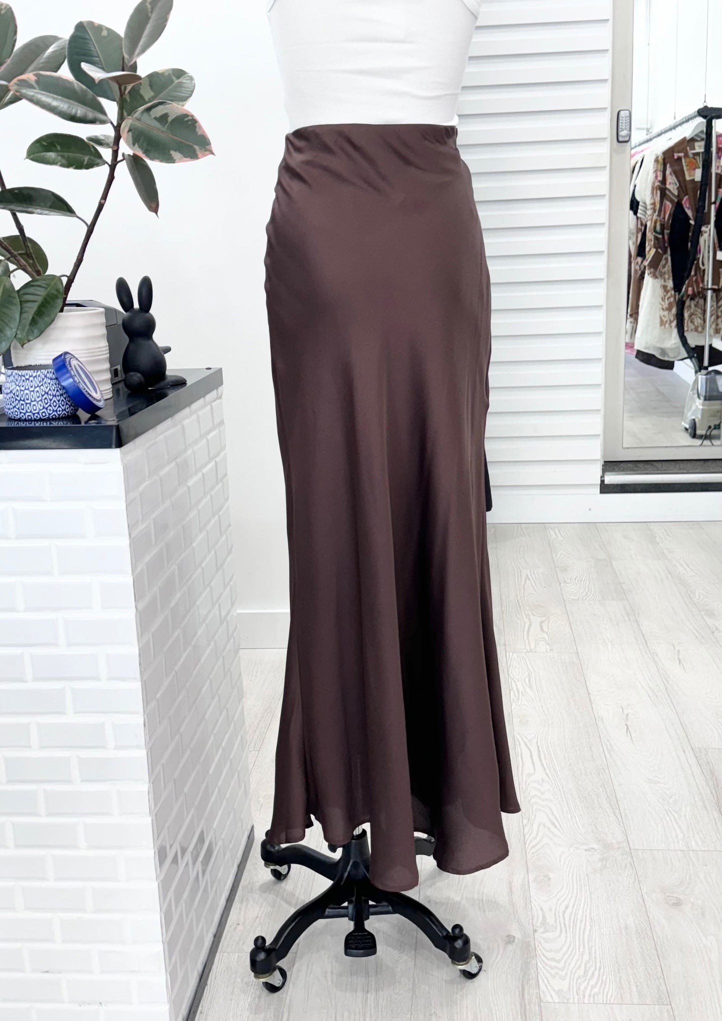 Allure Bias Cut Maxi Skirt - Chocolate - WANTED AND WILD