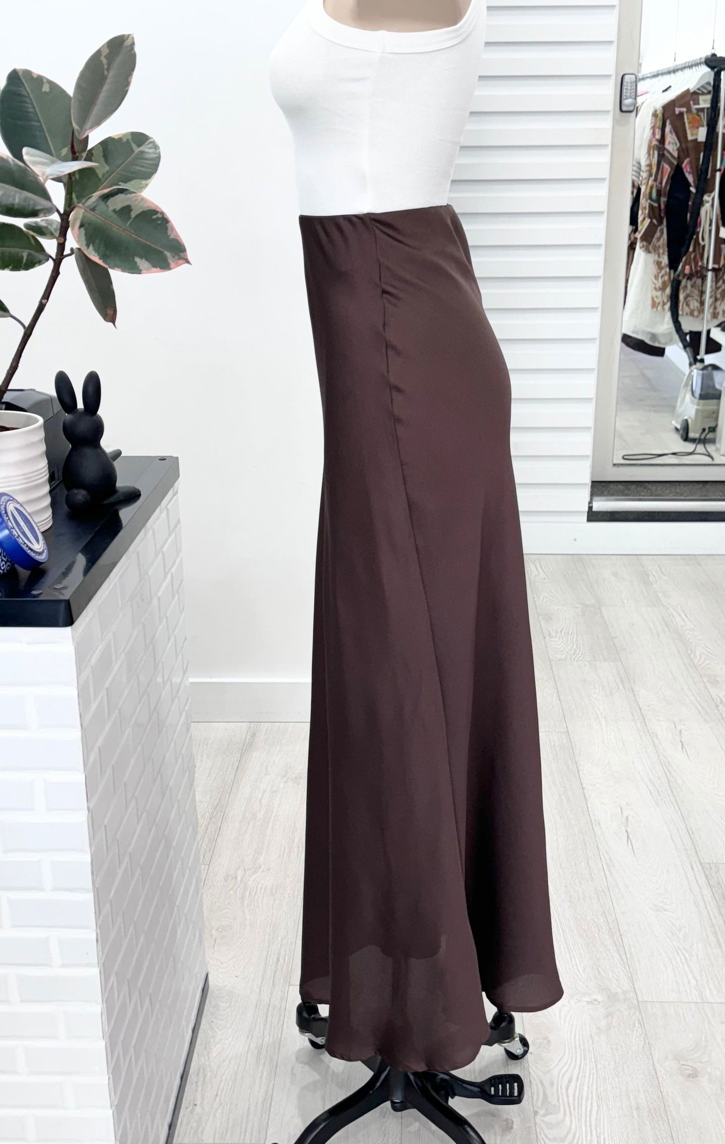 Allure Bias Cut Maxi Skirt - Chocolate - WANTED AND WILD