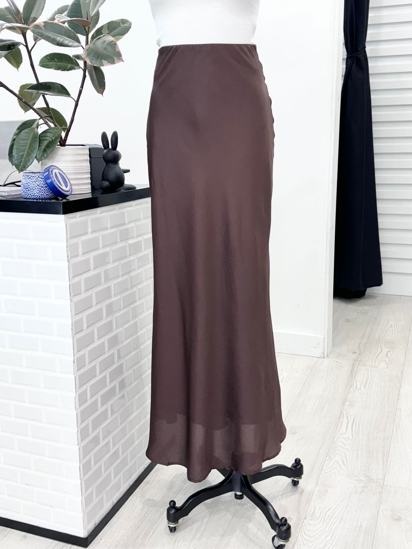 Allure Bias Cut Maxi Skirt - Chocolate - WANTED AND WILD