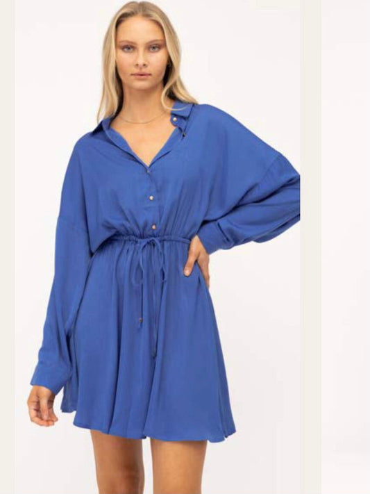 Amelia Mini Dress - Electric Blue - WANTED AND WILD